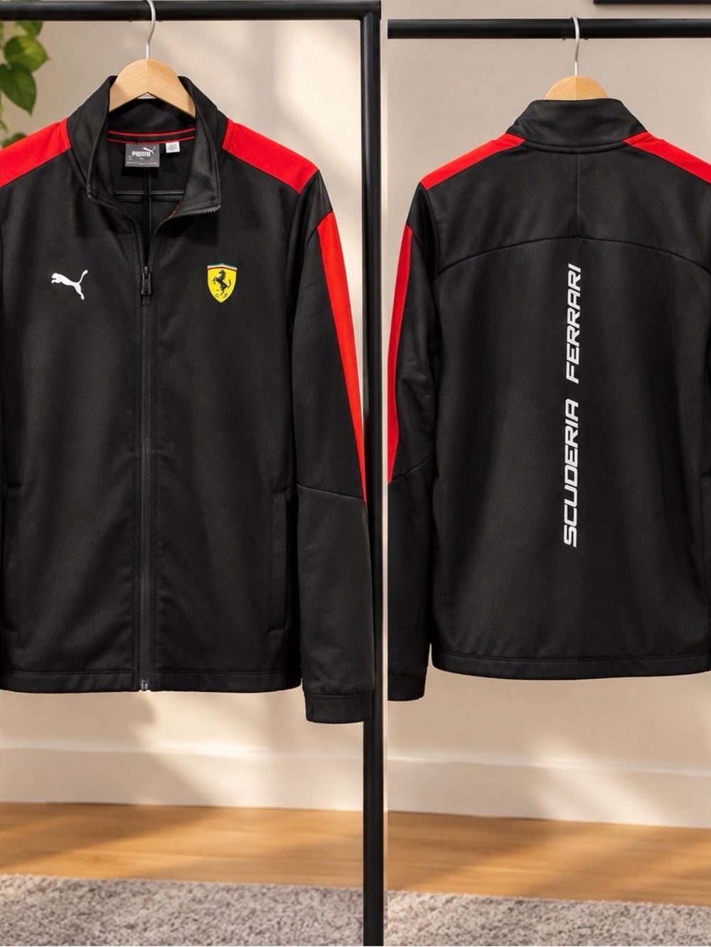 Puma Black and Red Scuderia Lightweight Track Jacket